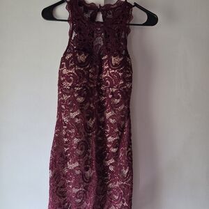 Elegant Lace Burgundy Dress Size 3